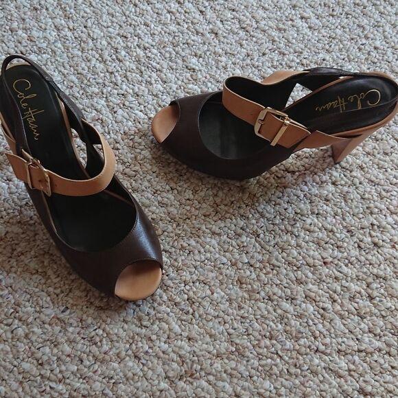 COLE HAAN AIR LAYNEY two tone brown Leather heels - Picture 6 of 10